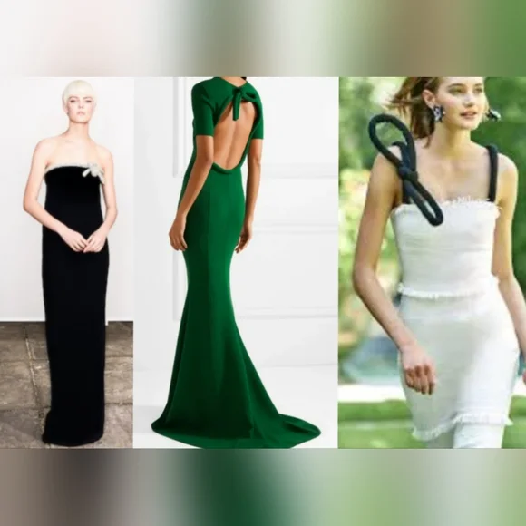 ❤️BUY2️⃣GET1️⃣🆓♧$3,590 OSCAR DE LA RENTA GREEN WOOL BOW RUNWAY GOWN 8 M - Picture 5 of 7